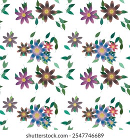 Vetor de flor, vetor de folha, vetor de ornamentos, verão de fundo, fundo de flores, padrão de flores, padrão de vetor, padrões florais, padrão sem costura, silhueta de folha, design de fundo