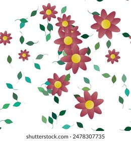 Vector de flores, patrón de hojas, hojas aisladas, patrones florales, patrón floral sin costuras, diseño de patrones, adornos de Vector, flores aisladas, patrón de flor, diseño de fondo, fondo de Vector