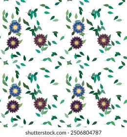 Vector de flores, fondo de hojas, patrón floral, hoja aislada, Vector floral, fondo de flores, Vector de hojas, textura sin costuras, Fondo de pantalla sin costuras, acuarela de flores, silueta de hojas