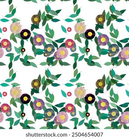 Vector de flores, fondo de hojas, fondo de verano, diseño de patrón, patrón de ornamento, patrón floral, fondos de la naturaleza, patrón de flores, pétalos de fondo, Vector abstracto, flores de primavera