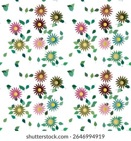 Vetor de flor, padrão de folhas, design de fundo, vetor de ornamento, flores isoladas, fundo floral, fundos vetoriais, padrão floral sem emenda, padrão vetorial, verão de fundo