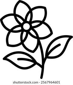 Flower Vector Lineal Icon On White Background.