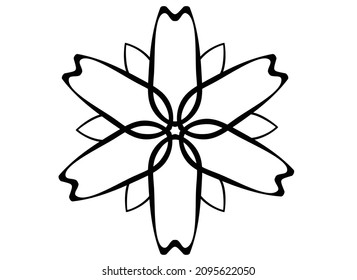Blume - Vektorlineares Bild zum Färben oder Zeichnen. Abstrakte Blume für Logo oder Piktogramm. Umriss.