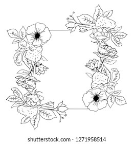 Flower Vector Lineart Wedding Frame
