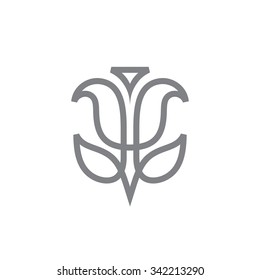 Flower - vector logo creative illustration. Tulip line icon. Design element. 