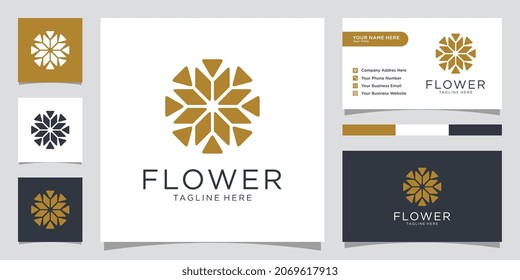 Plantilla de diseño vectorial de logotipo de flores con diseño de tarjeta de visita.