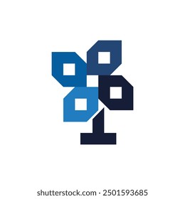 Blumenvektor-Logo mit modernem und buntem Design
