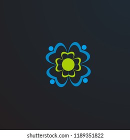 flower, vector logo, symbol, sign, or mark design illustration, logo with philosopy mean energy grow dream creative elegance spirit