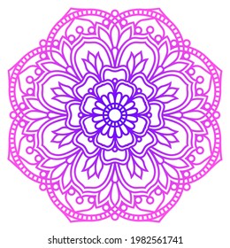 Flower vector mandala in doodle style. Zentangle. Paper cut template. Abstract lace floral element for cards, posters, invitations, flyers, yoga, meditation. Isolated on white background.