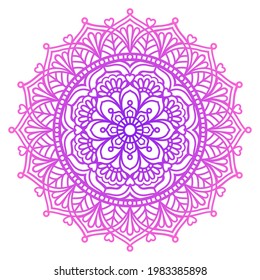 Flower vector mandala in doodle style. Zentangle. Paper cut template. Abstract lace floral element for cards, posters, invitations, flyers, yoga, meditation. Isolated on white background.