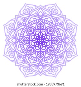 Mandala vectorial de flores en estilo doodle. Zentangle. Plantilla de corte de papel. Resumen de elementos florales de encaje para tarjetas, afiches, invitaciones, volantes, yoga, meditación. Aislado sobre fondo blanco.