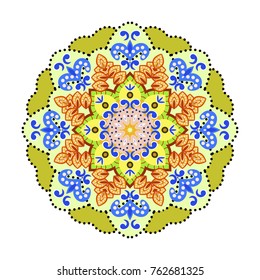 Flower vector mandala, hippie stuff. Boho style background design.