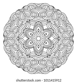 Flower vector mandala. Oriental circle pattern, coloring illustration. Islam, turkish, pakistan, indian, chinese, arabic, ottoman ornate motif