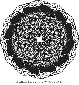 Flower vector mandala. Oriental circle pattern, coloring illustration. Islam, turkish, pakistan, indian, chinese, arabic, ottoman ornate motif