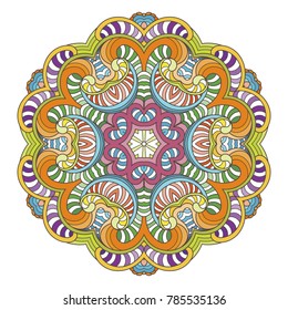 Flower vector mandala. Oriental circle pattern, coloring illustration. Islam, turkish, pakistan, indian, chinese, arabic, ottoman ornate motif