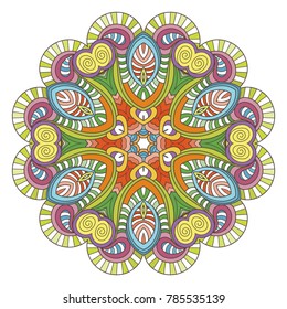Flower vector mandala. Oriental circle pattern, coloring illustration. Islam, turkish, pakistan, indian, chinese, arabic, ottoman ornate motif