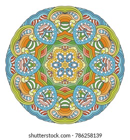 Flower vector mandala. Oriental circle pattern, coloring illustration. Islam, turkish, pakistan, indian, chinese, arabic, ottoman ornate motif