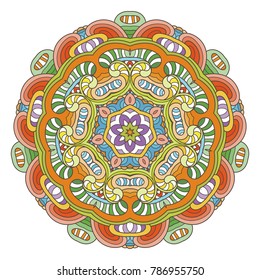 Flower vector mandala. Oriental circle pattern, coloring illustration. Islam, turkish, pakistan, indian, chinese, arabic, ottoman ornate motif
