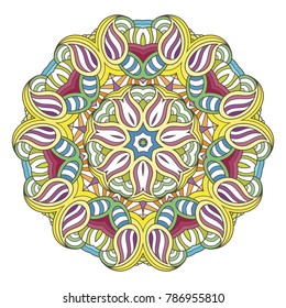 Flower vector mandala. Oriental circle pattern, coloring illustration. Islam, turkish, pakistan, indian, chinese, arabic, ottoman ornate motif