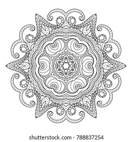 Flower vector mandala. Oriental circle pattern, coloring illustration. Islam, turkish, pakistan, indian, chinese, arabic, ottoman ornate motif