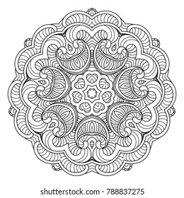 Flower vector mandala. Oriental circle pattern, coloring illustration. Islam, turkish, pakistan, indian, chinese, arabic, ottoman ornate motif