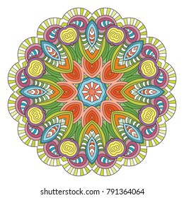 Flower vector mandala. Oriental circle pattern, coloring illustration. Islam, turkish, pakistan, indian, chinese, arabic, ottoman ornate motif