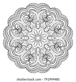Flower vector mandala. Oriental circle pattern, coloring illustration. Islam, turkish, pakistan, indian, chinese, arabic, ottoman ornate motif