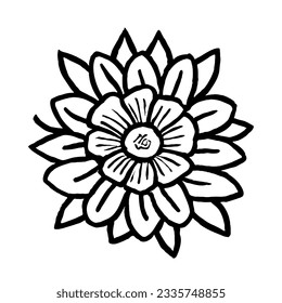 Vector de flores en dibujo de líneas mínimas 