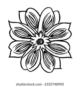 Flower Vector in Minimal Line Art Drawing 