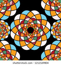 Flower vector mosaic in retro colors, pattern.
