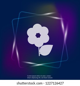 Flower vector neon light icon. Minimalist design. Layers grouped for easy editing illustration. For your design.
