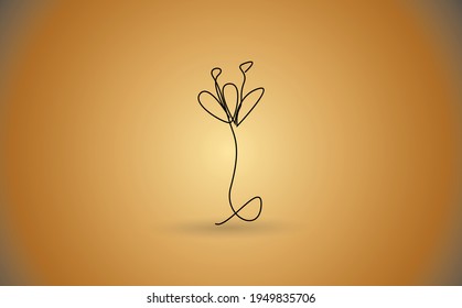 Flower vector one line art logo. Minimalist contour drawing monoline. Continuous line artwork for banner, book design, web illustration.