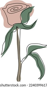 Flower vector one line art.  Minimalist contour drawing monoline. Continuous line artwork for banner, book design, web illustration. Roses flowers