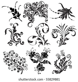 flower vector ornament silhouettes