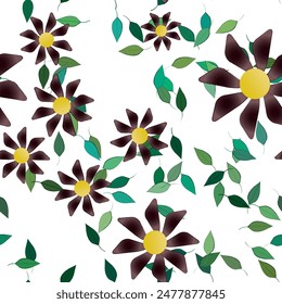 Vector de flores, patrón ornamental, Vector de hojas, textura de fondo, hoja aislada, verano de fondo, Formas de Vector, Fondo de pantalla sin costuras, primavera de flores, Vector abstracto, silueta de la hoja