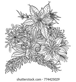 Flower vector outline. design invitation card