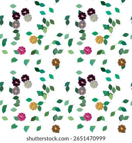 Vetor de flor, fundo de padrão, padrão floral sem emenda, folha isolada, textura de fundo, vetor de fundo, flores primavera, padrão de flor, formas vetoriais, vetor abstrato