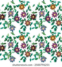 Vector de flores, patrón de flores, flores aisladas, Arte vectorial, patrón ornamental, primavera de las flores, fondo floral, patrón floral sin fisuras, diseño de fondo, hoja aislada