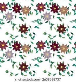 Flower vector, pattern flowers, flowers spring, vector art, petals pattern, seamless pattern vector, leaf silhouette, leafs pattern, seamless background, flowers background, vector design