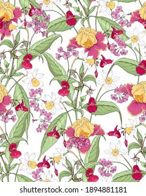 Patrón de flores fondo blanco transparente