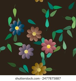 Vector de flores, fondo de pétalos, patrón de adorno, textura de fondo, Vector sin costuras, Vector abstracto, flores aisladas, fondos de la naturaleza, Fondo de pantalla sin costuras, ramo de flores