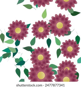 Vector de flores, patrón de pétalos, verano de fondo, Vector sin costuras, Vector floral, Fondo de pantalla sin costuras, ramo de flores, diseño de fondo, hojas aisladas, naturaleza de fondos, textura sin costuras