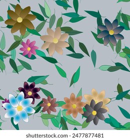 Vector de flores, patrón de pétalos, flores aisladas, fondo de Vector, ramo de flores, hojas aisladas, fondo de verano, fondo abstracto, textura sin fisuras, diseño de fondo