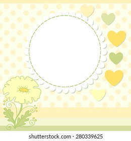 Flower vector photo frame. Cute scrapbook page.