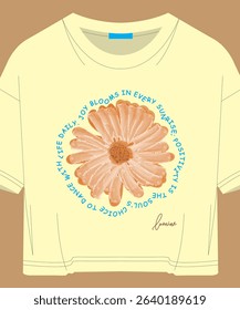 Flower vector print with typographic design for t-shirts or other creative projects.