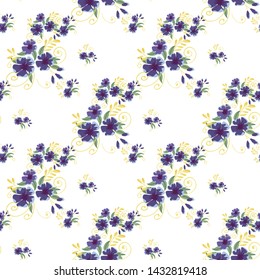 Flower vector. Romantic floral surface design. Spring landscape.