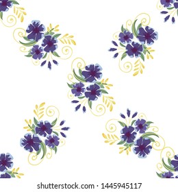 Flower vector. Romantic floral surface design. Spring landscape.