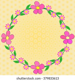 Flower vector round frame. 