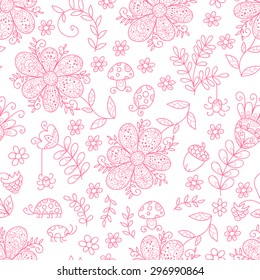 Flower vector seamless pattern.