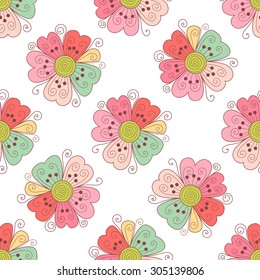 Flower vector seamless pattern.